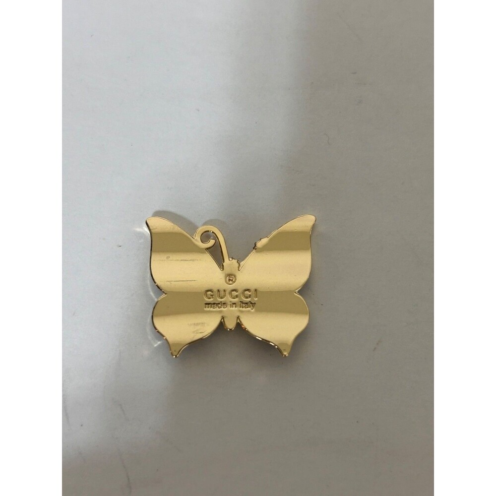 Gucci Italy Butterfly w/ GG Gold Charm Pendant Zipper Pull Missing Antena - Picture 7 of 10